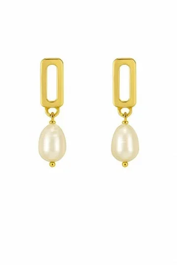 Teardrop Pearl Earrings Gold