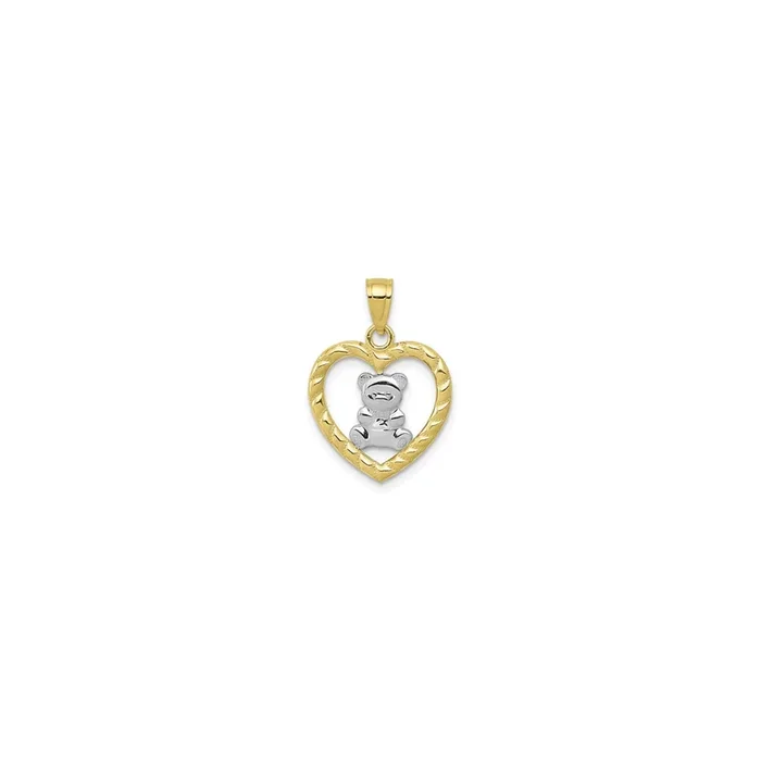 Teddy Bear Heart Pendant (14K)