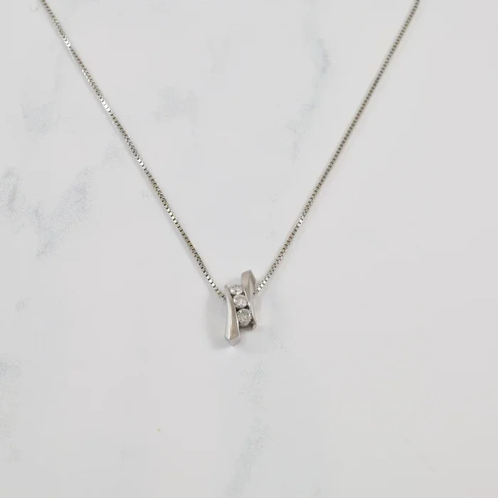 Tension Set Diamond Necklace | 0.21ctw | 18″ |
