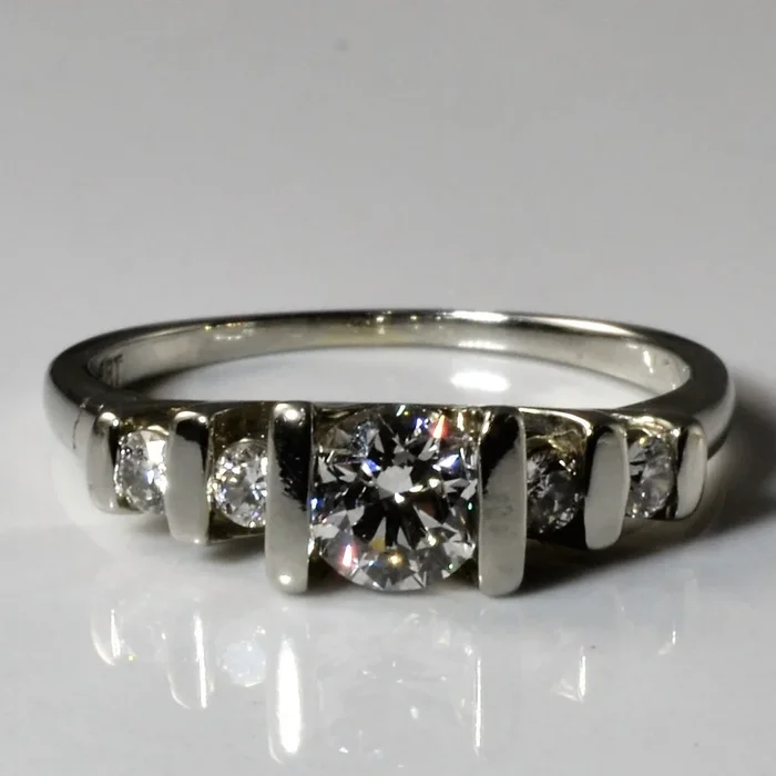 Tension Set Five Stone Diamond Ring | 0.80ctw | SZ 6.75 |
