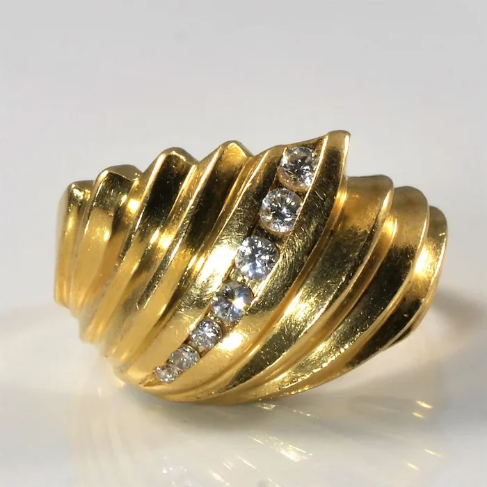 Textured Channel Diamond Dome Ring | 0.14ctw | SZ 7.25 |