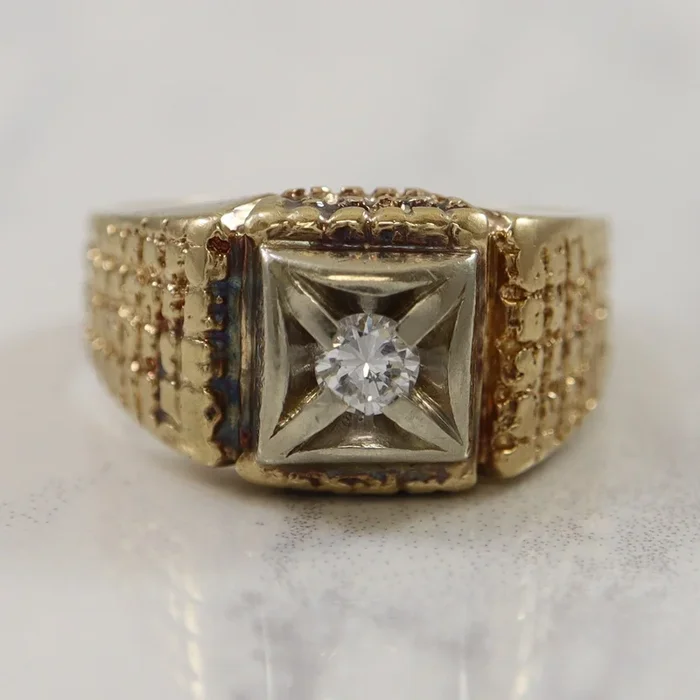 Textured Diamond Tapered Ring | 0.18ct | SZ 9 |