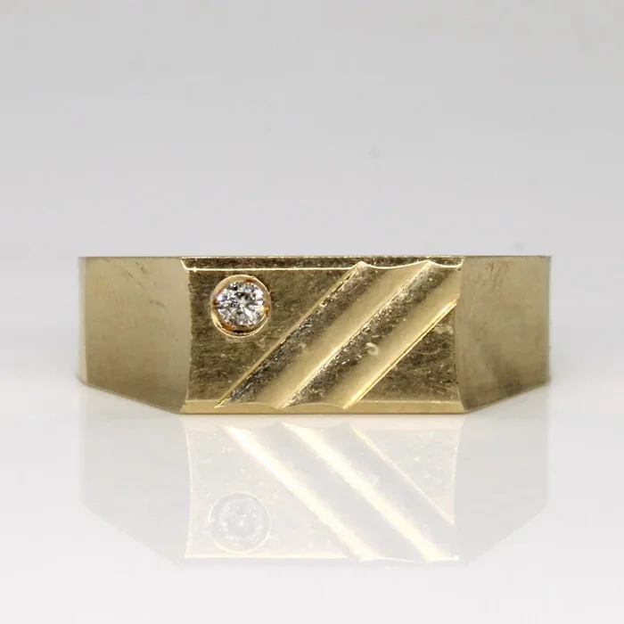 Textured Flush Set Diamond Bar Ring | 0.04ct | SZ 10.75 |