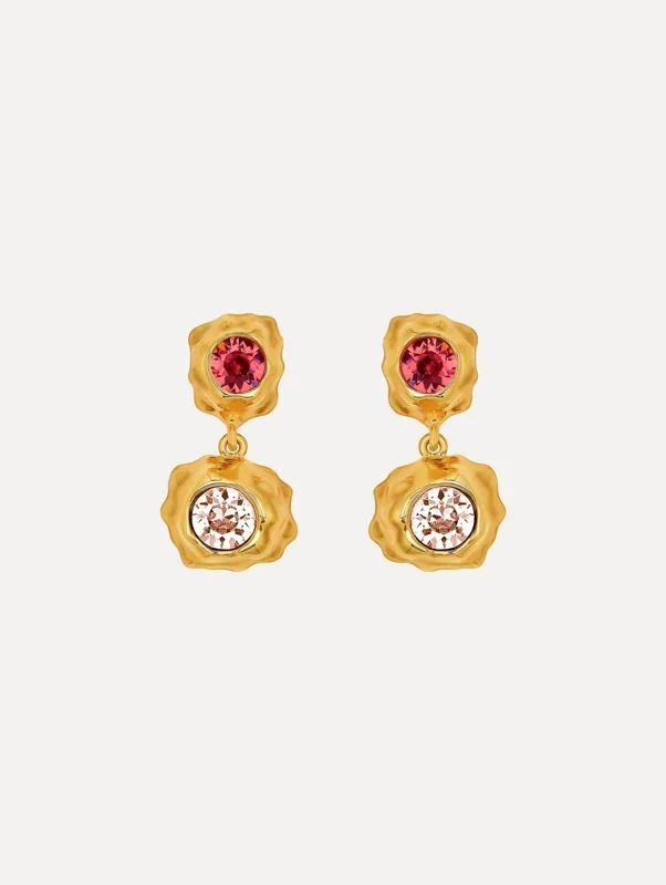 Textured Metal Double Drop Earrings