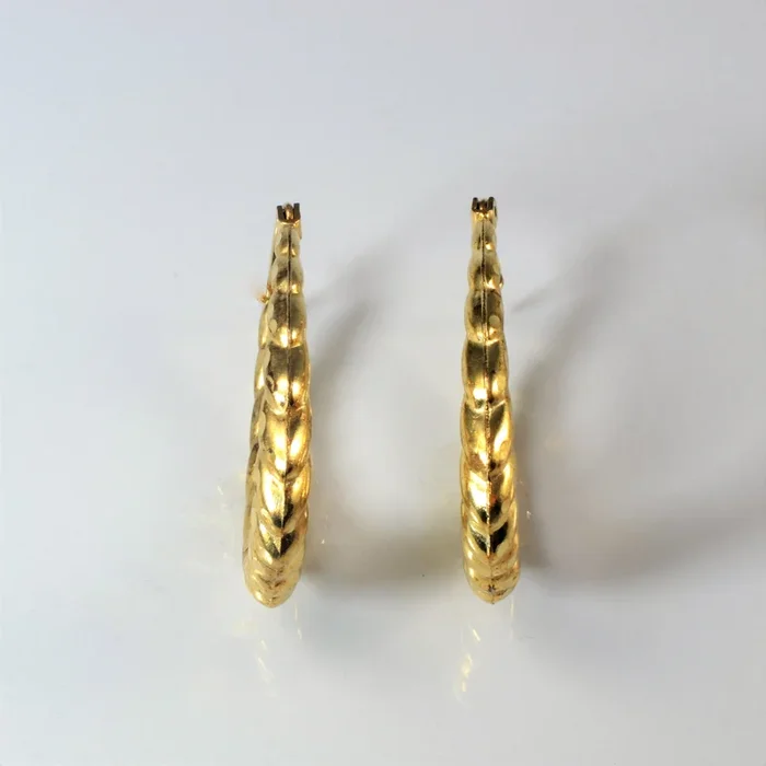 Textured Pear Shape Hoop Earrings |