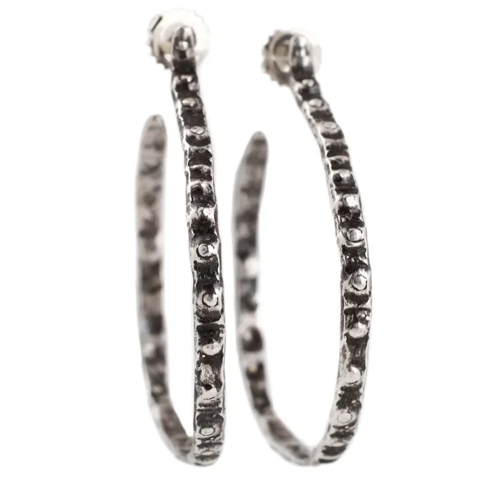 Thin Silver Urchin Hoops