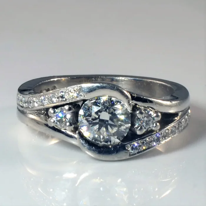 Three Stone Bypass Engagement Ring | 1.14ctw | SZ 6.5 |