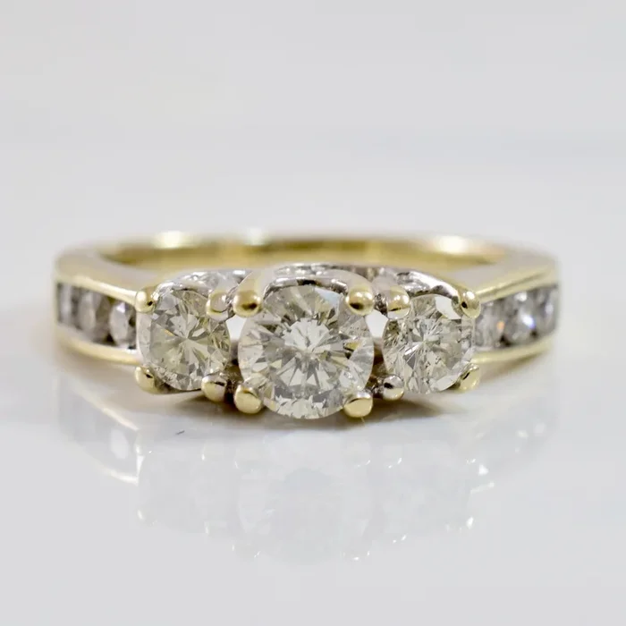 Three Stone Diamond Accent Engagement Ring | 0.81 ctw SZ 5 |