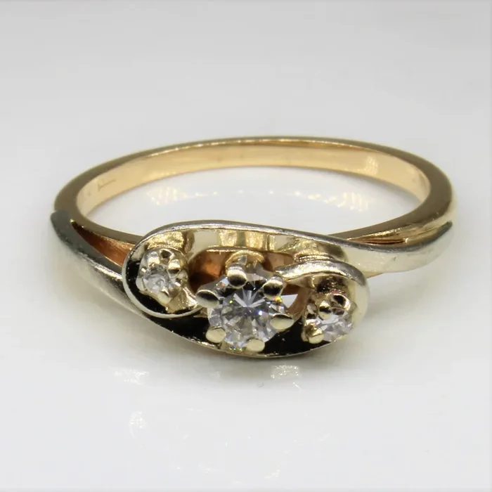 Three Stone Diamond Bypass Ring | 0.16ctw | SZ 7 |