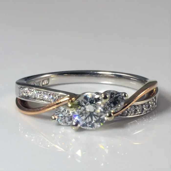 Three Stone Diamond Bypass Ring | 0.63ctw | SZ 6.5 |