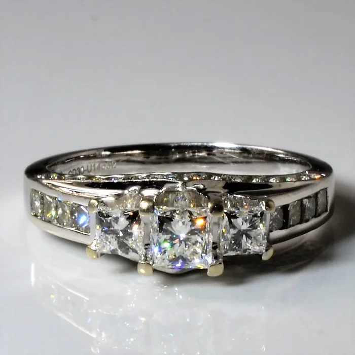 Three Stone Princess Diamond Engagement Ring | 1.51ctw | SZ 7.25 |
