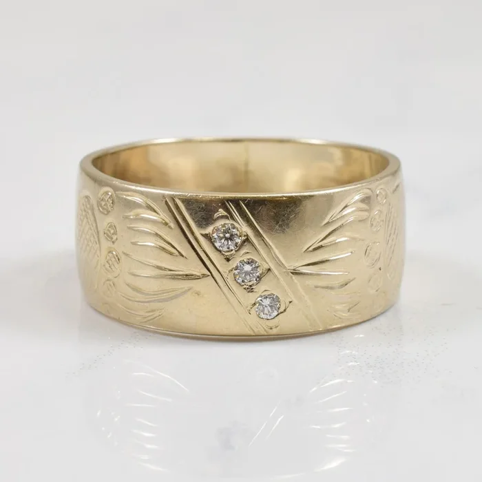 Three Stone Wide Band Bear Claw Ring | 0.09ctw | SZ 10.75 |