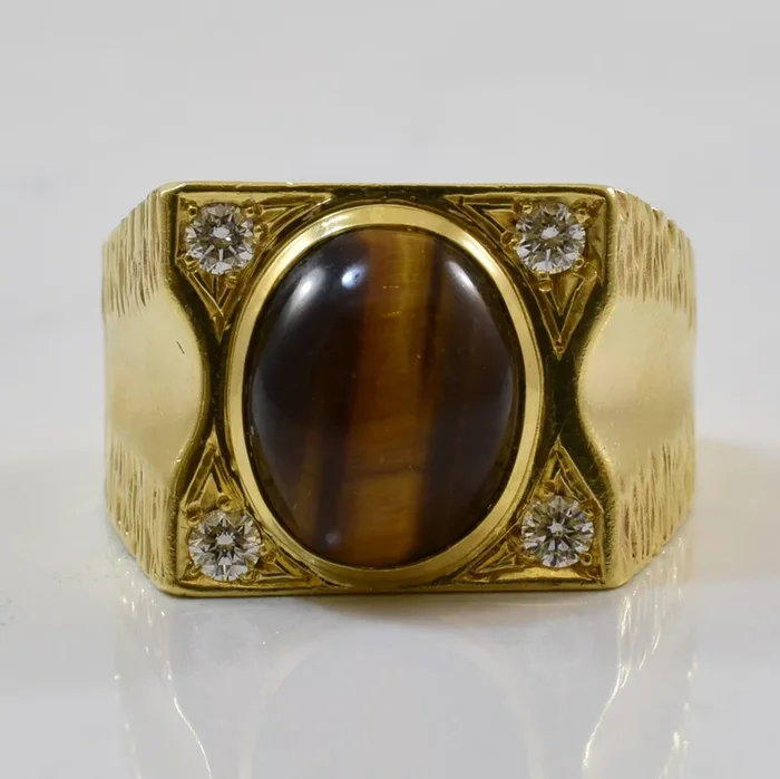 Tiger’s Eye & Diamond Ring | 4.00ct, 0.22ctw | SZ 10.5 |
