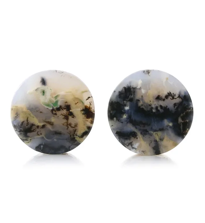Tiger Agate Dendritic Stone Plugs 3/4″ (19.5mm) Version 1
