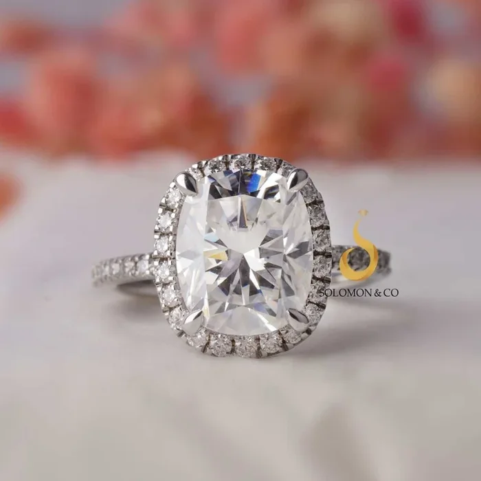 Timeless Elongated Cushion Halo Engagement Ring