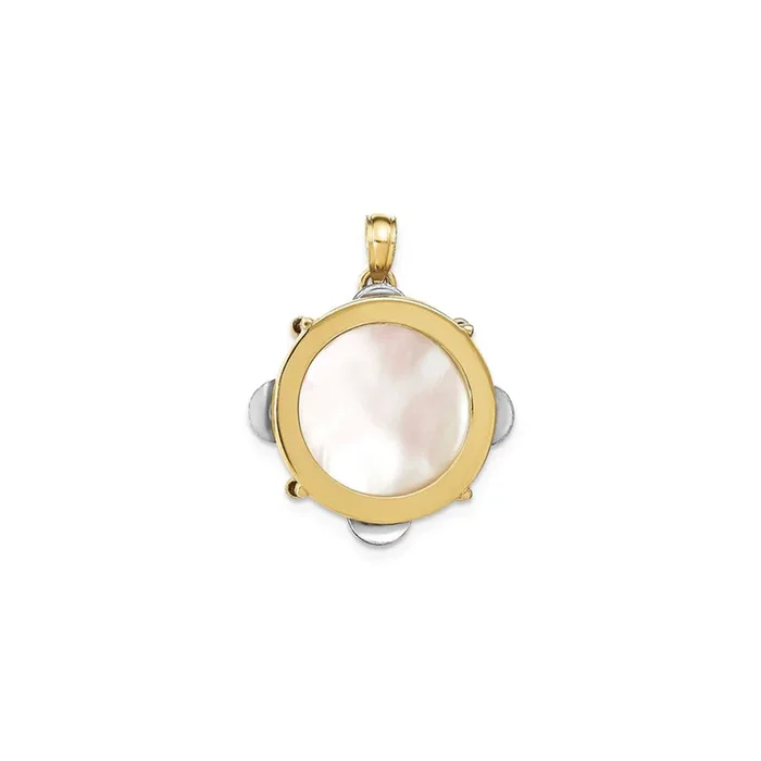 Tiny 3-D Moveable Tambourine Pendant (14K)
