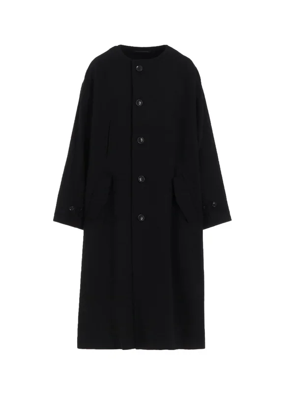 TOP VINTAGE FLANNEL COLLARLESS COAT