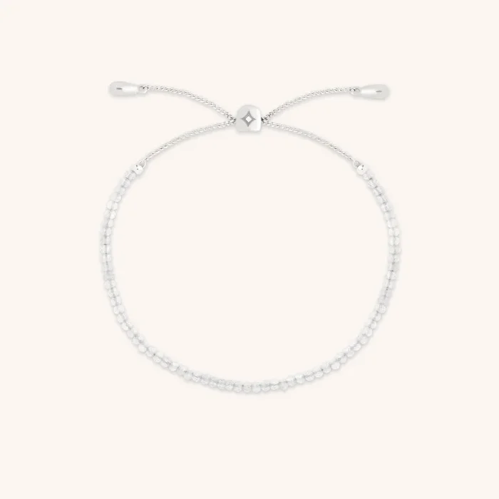 Topaz April Beaded Bracelet in Solid White Gold