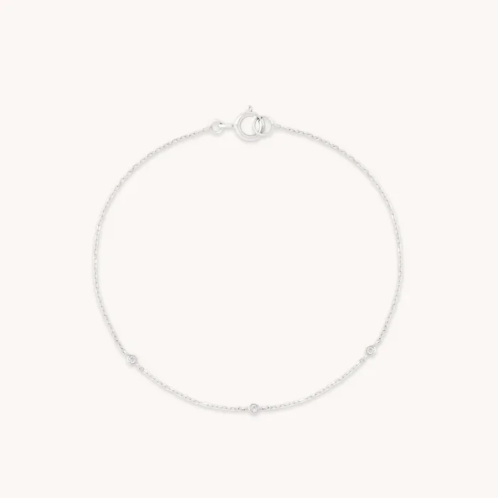 Topaz Charm Bracelet in Solid White Gold