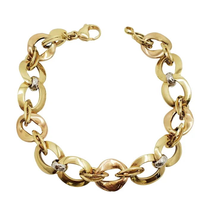 Tri-Color Fancy Link Bracelet (18K).