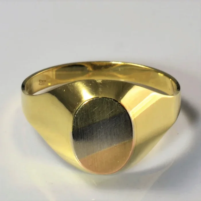 Tri Tone Gold Dome Signet Ring | SZ 12.25 |