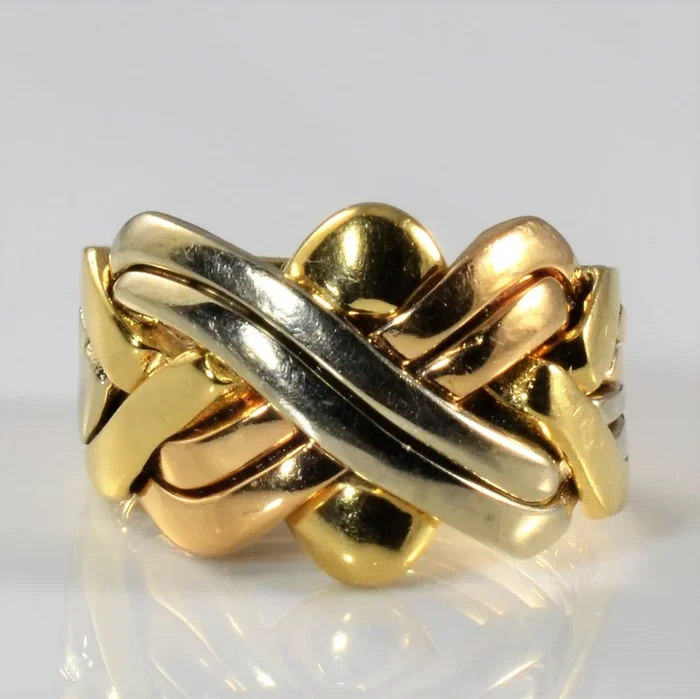 Tri Tone Gold Puzzle Ring | SZ 8.5 |