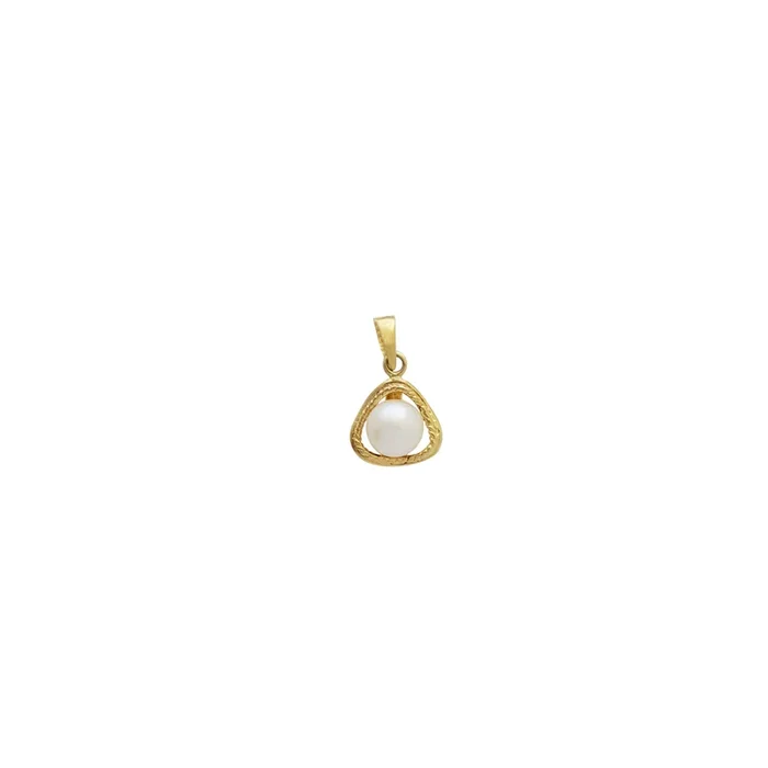 Triangle Frame Pearl Pendant (14K)
