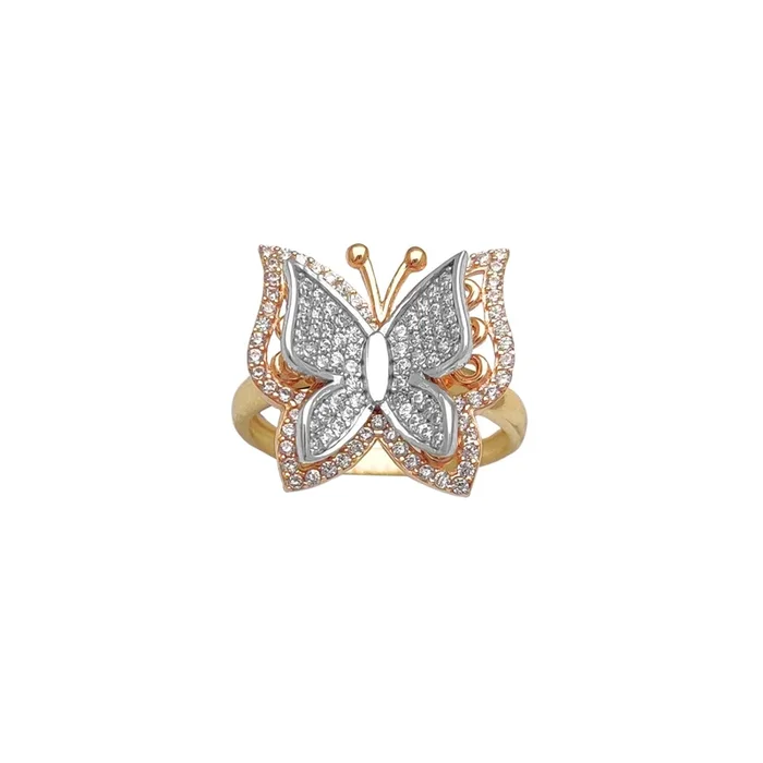 Tricolor Butterfly Ring (14K)