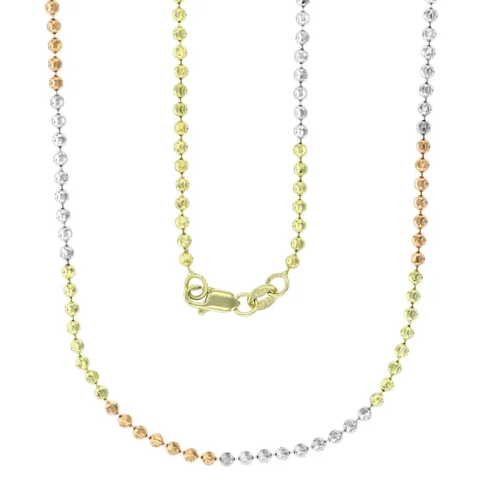 Tricolor Moon Cut Ball Chain (14K)