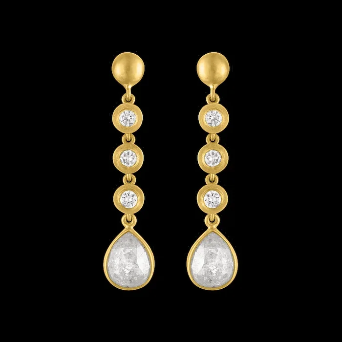 Trio Diamond and Rosecut Diamond Chime Earrings