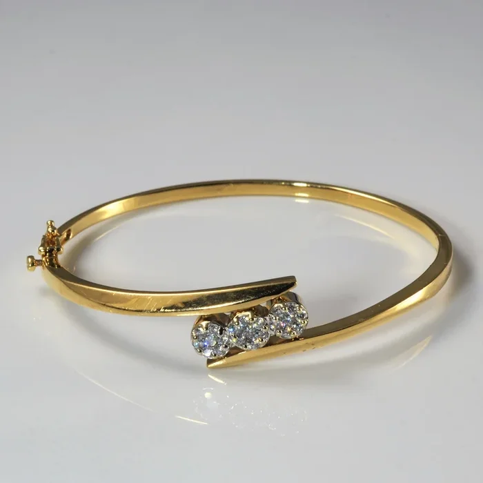 Triple Diamond Cluster Bypass Bangle | 0.24ctw | 6.5″ |