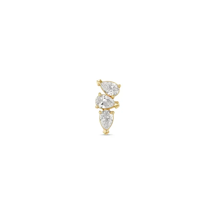 Triple Pear Stud Earring