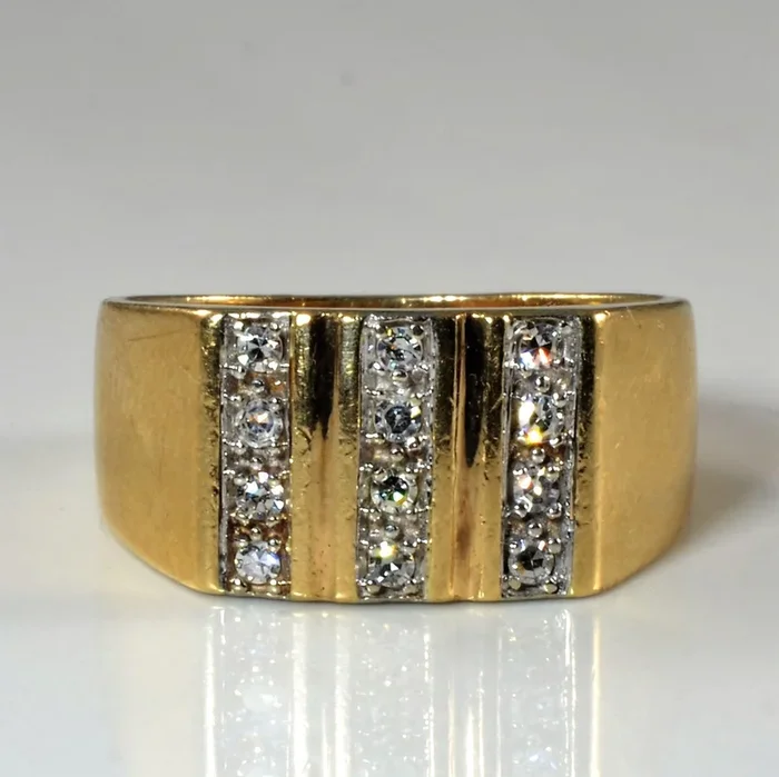 Triple Row Diamond Wide Ring | 0.18ctw | SZ 8.25 |