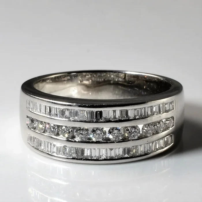 Triple Row Mixed Cut Diamond Channel Band | 0.87ctw | SZ 8 |