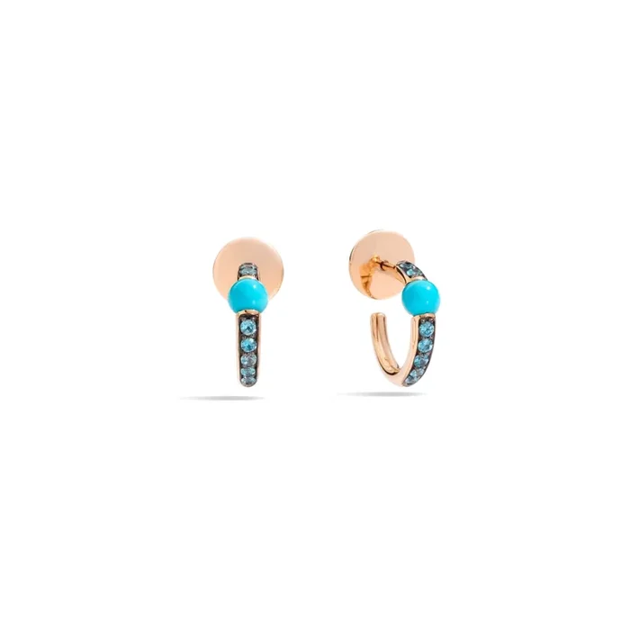 Turquoise & Zircon Huggie Earrings