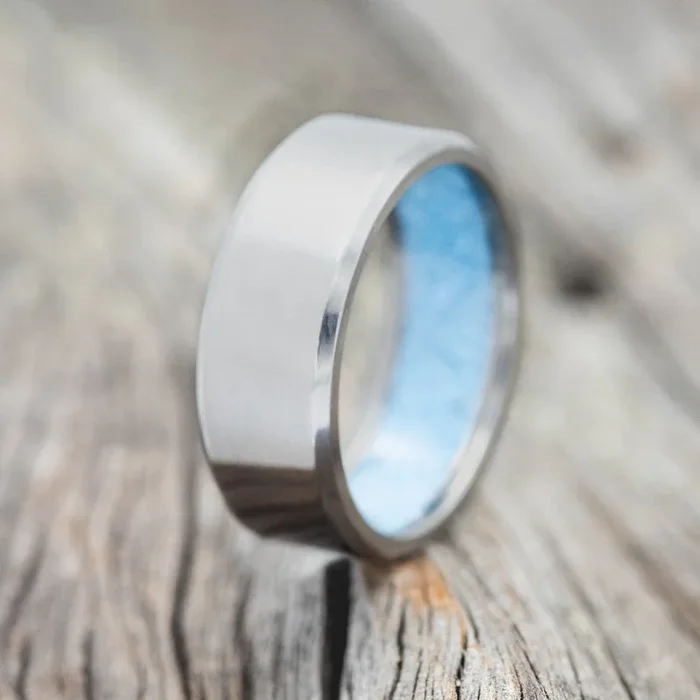 TURQUOISE LINED WEDDING BAND