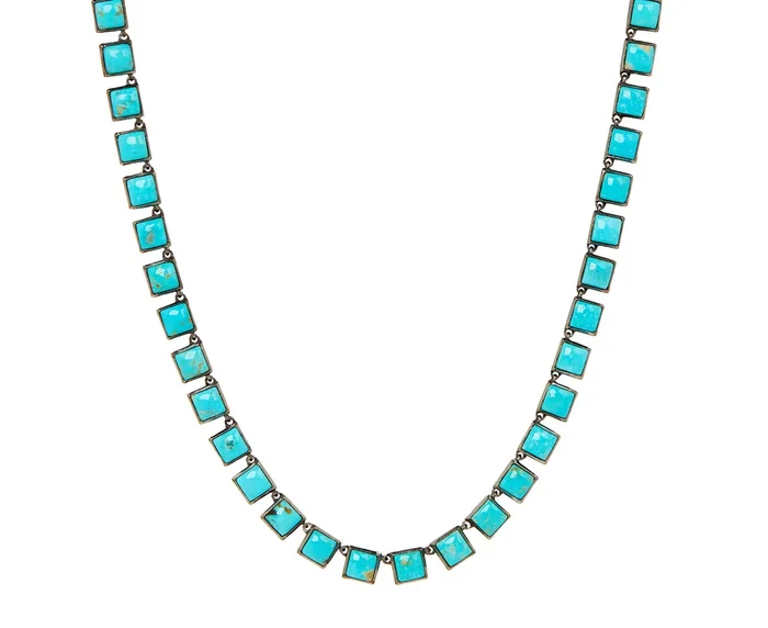 Turquoise Riviere Square Tile Necklace
