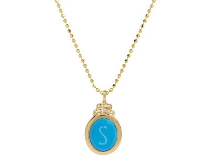 Turquoise Signet ‘S’ Pendant Necklace
