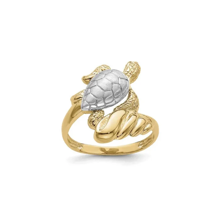 Turtle and Tidal Wave Ring (14K)