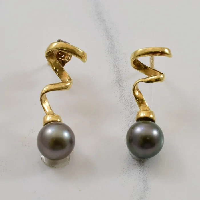 Twisted Black Pearl Drop Earrings | 7.00ctw |