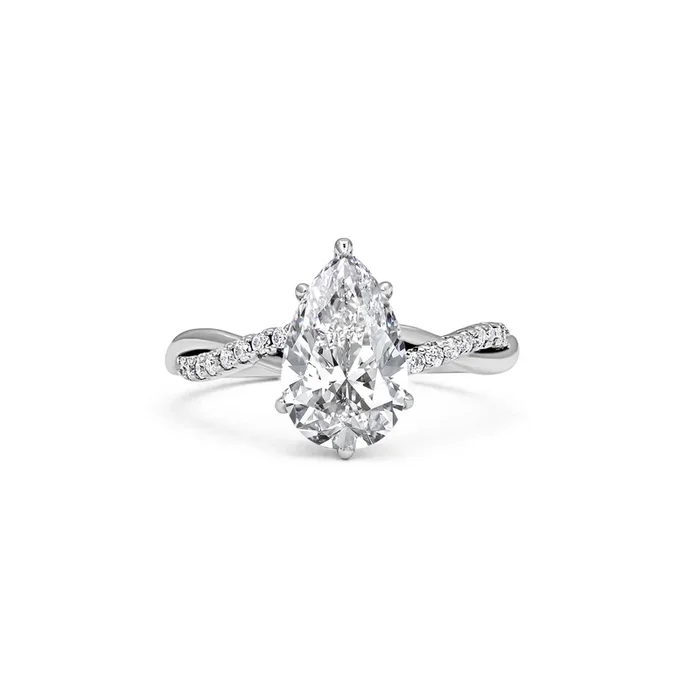Twisted Vine Pear Cut Moissanite Ring in Sterling Silver