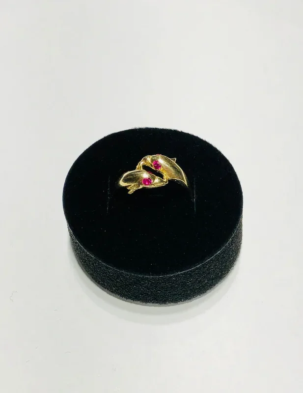 Two Baby Dolphin CZ Ring (14K)