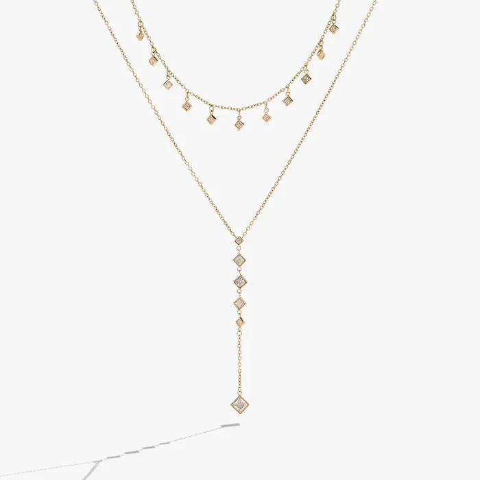 Two-Layered Princess Cut Crystal Necklace
