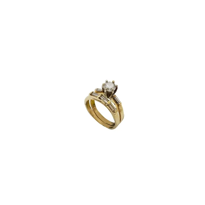 Two-Piece Set Baguette Diamond Engagement Ring (14K)