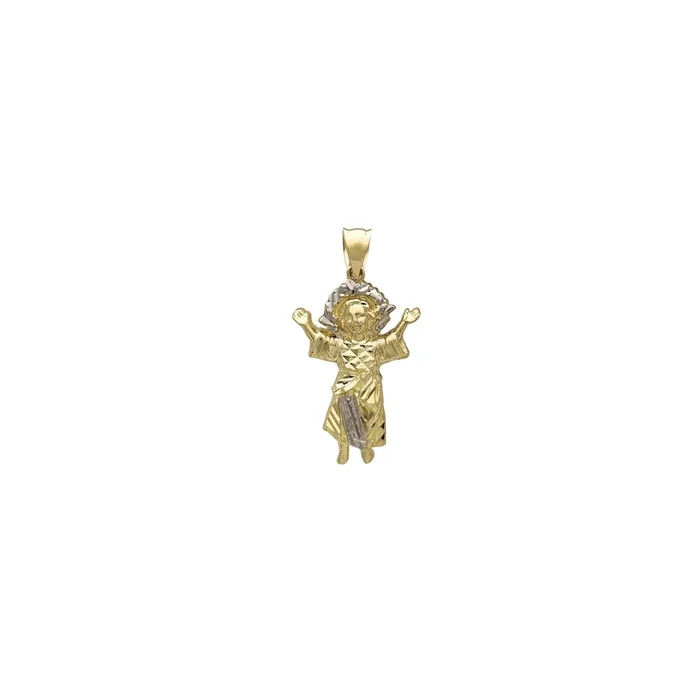Two-Tone Baby Jesus Open Arms Pendant (14K)