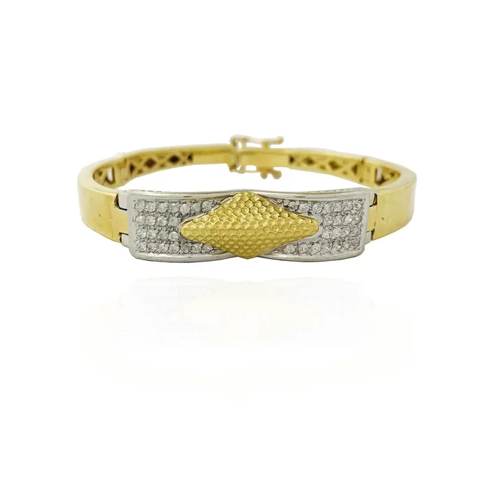 Two-tone Bow CZ Bracelet (14K).