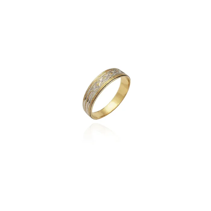 Two-Tone Criss Cross Diamond Cut Wedding Ring (14k)
