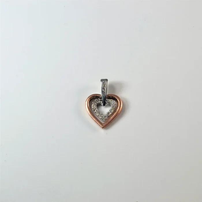 Two Tone Diamond Heart Pendant | 0.13ctw |