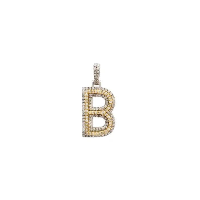 Two Tone Diamond Initial Pendant (14K)