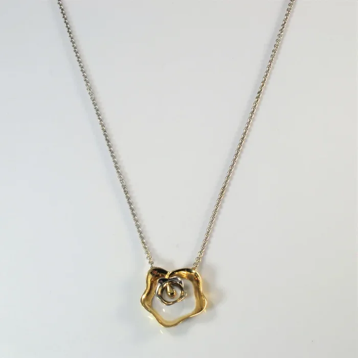 Two Tone Flower Necklace | 17″ |